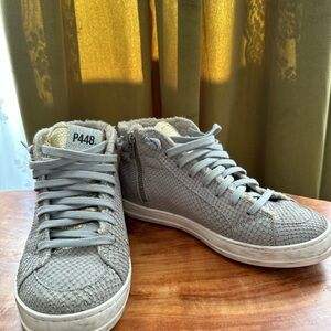 P448 Textured Gray High-Top Sneakers